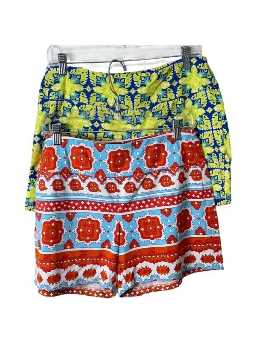 J. McLaughlin Pants - J. McLaughlin Womens Size M Shorts Set of 2 Geometric Blue Green Pull-On Stretch